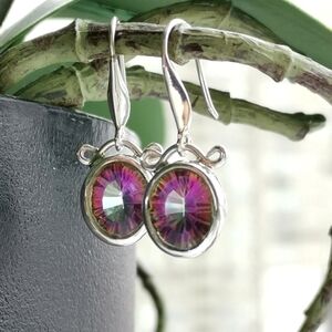 NEW Mystic Topaz sterling silver dangle drop earrings